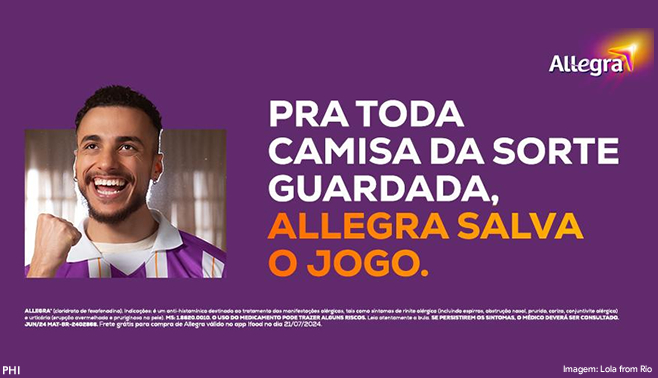 Allegra estreia com campanha específica no futebol da Globo