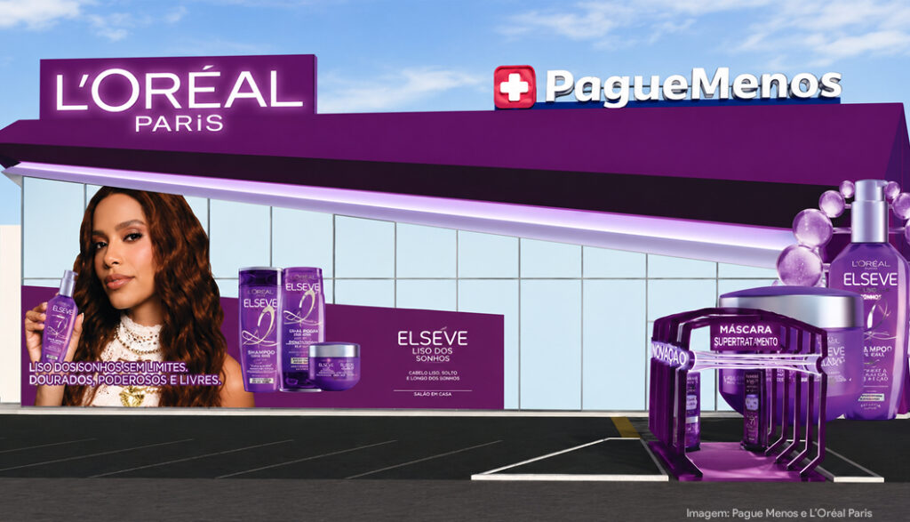 Pague Menos e L’Oréal Paris promovem ação de retail media com loja envelopada em Fortaleza
